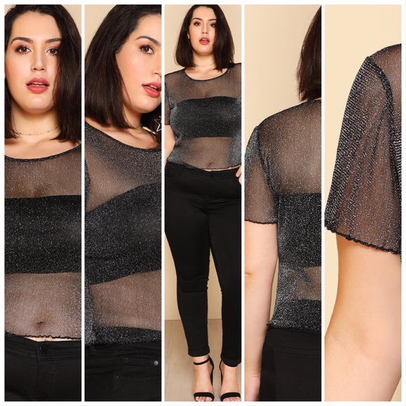 BUY1GET1FREE🎉Shimmer Rustic mesh top plus size - Picture 8 of 8